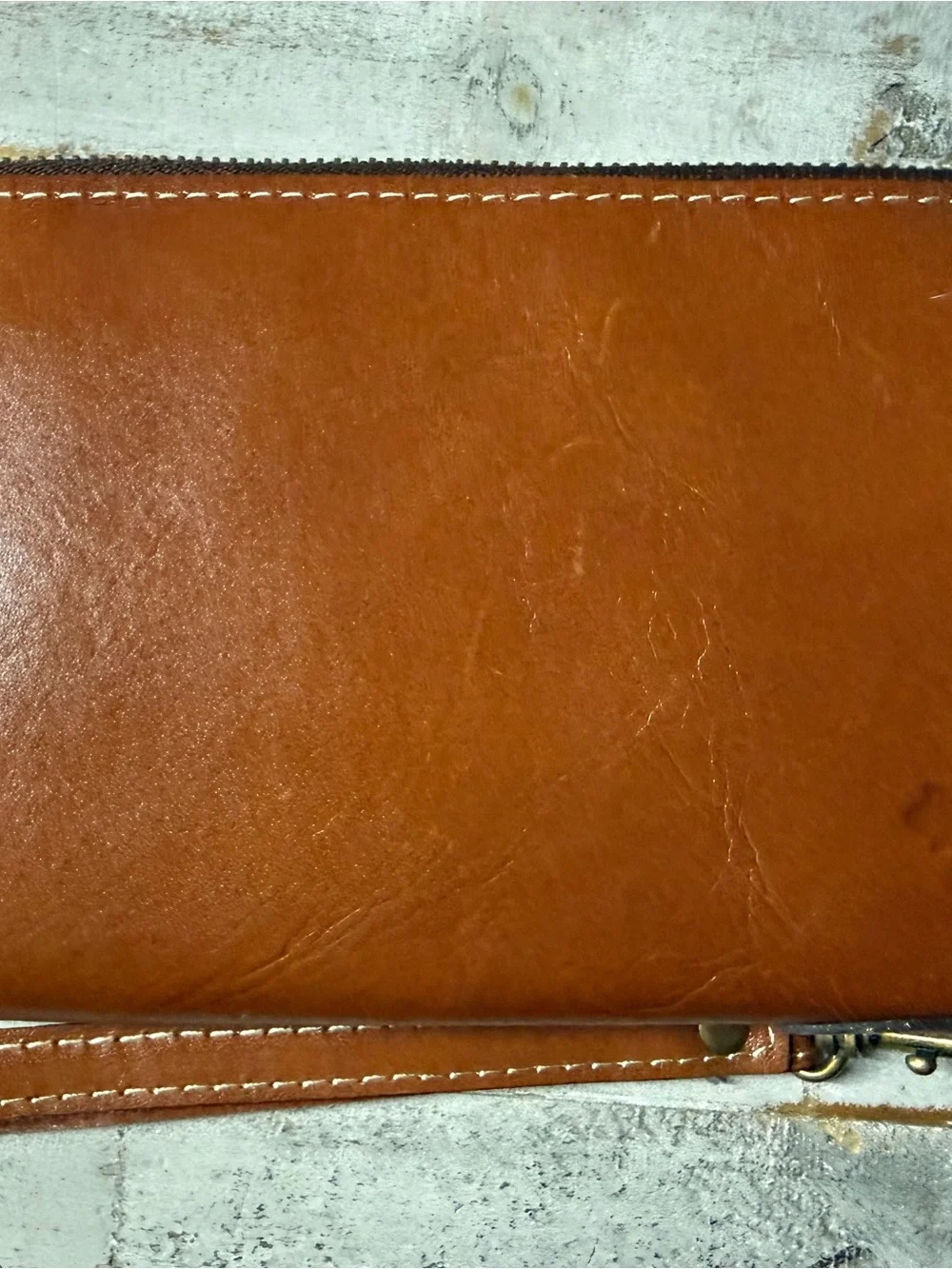 Patricia Nash Cognac Brown Leather Wristlet Wallet